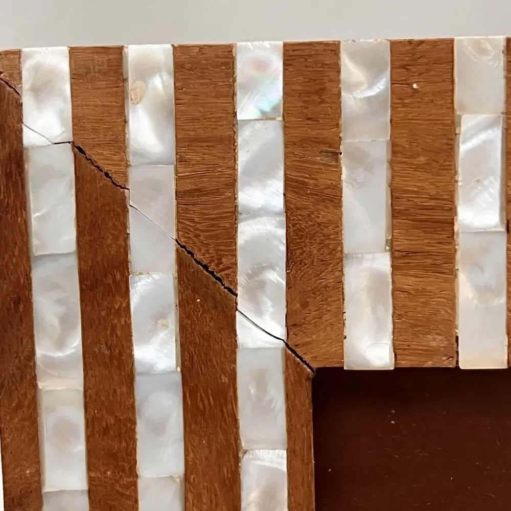 Two's Company Mother Of Pearl Wood Striped inlaid 4X6